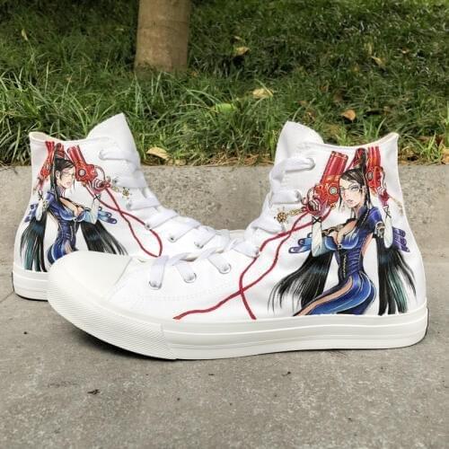 Wen High Top Unisex Sneakers Custom Design Hand Painted Bayonetta And Rosa Boy Girl Canvas Shoes Skateboarding Outdoor Footwear
