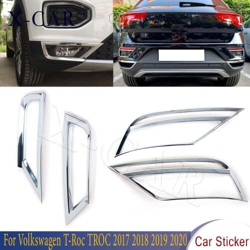 X-CAR Car Front Fog Light Foglight Trim Sticker Rear Tail Fog Light Lamp Strip Cover For Volkswagen T-Roc 2017 2018 2019 2020