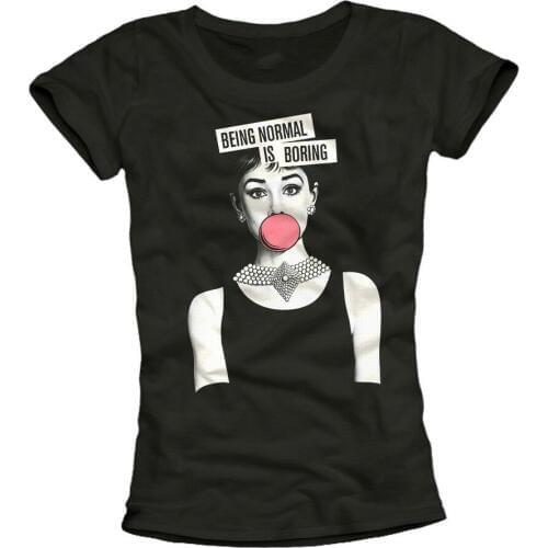FUNNY SLOGAN WOMENS SHIRT WITH COOL AUDREY PRINT DESIGN - TOP HEPBURN GIRL TEE