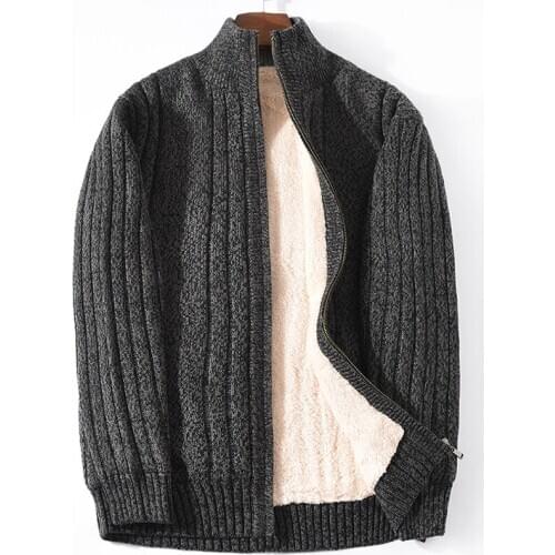 Plus Size M-6XL 7XL Lamb Cashmere Winter Men Sweaters Cardigans Black Cotton Polyester Thicken Warm Cardigan Male 2020