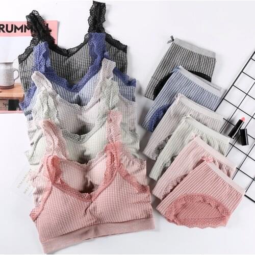 Women Sexy Push Up Underwear Bra Set Active Bra Lace Crop Top Lingerie Set Padded Bralette Seamless Sports Underwear Set