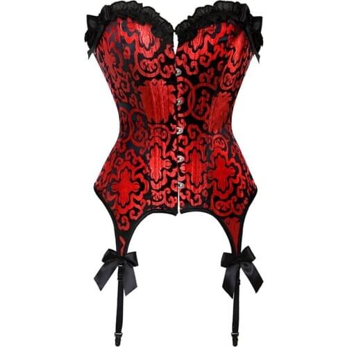 Womens Sexy Floral Boned Overbust Corset Vintage Corsets Bustiers Fashion Corselet Lingerie Top Sexy Burlesque Clubwear Clothing
