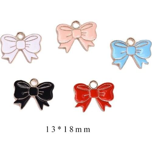 10pcs/Lot Ribbon Diy Handmade Oil Enamel Charms Design for Jewelry Making Earring Bracelet or Necklace
