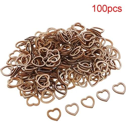 100pcs 10/20/30mm Hand Painting Accessories Solid Color Wooden Patch Heart Shape for Party Scrapbook Craft DIY Supplies
