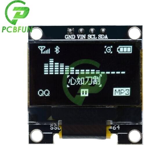 128x64 White LED Oled Display Module for Arduino for STM32 4 Pins GND VCC SCL SDA SSD1306 Driver IC IIC I2C Interface 1/64 Duty