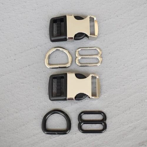 20 Sets 20mm Metal Hardware D Ring Belt Straps Piastic Side Release Buckle Curved Bracelet Dog Collar Accessories 3s8