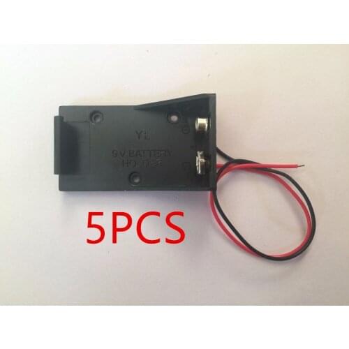 5 Pcs Black Plastic 9V Cells Battery Holder Case Box w Wired Leads
