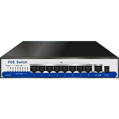 9 port gigabit poe switch 100/1000Mbps IEEE802.3af/at active POE 8 port 50v2.3a for 8pcs 1080P 2MP 3MP 4MP 5MP 6MP camera