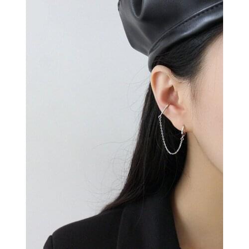 925 Sterling Silver Chain Tassels Earrings 2019 INS Geometric Simple Round Hoop Earrings ear clips Gold Silver Earrings Jewelry