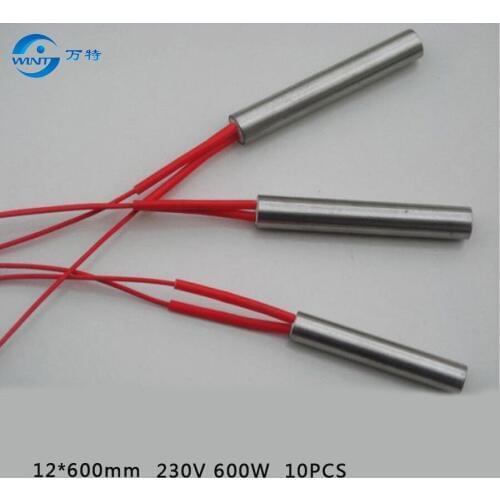Free shipping 12*600mm Heater Length AC 230V 600W Electric Cartridge Heater Heating Element 10pcs
