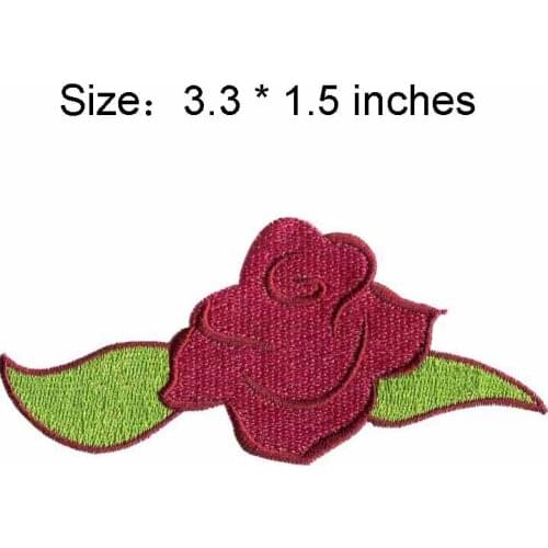 Large rose 3.3"wide embroidery for holiday gift/dramatic/bright red