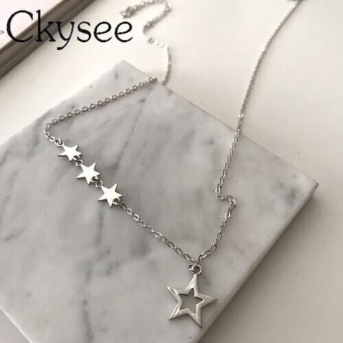Ckysee News Real 925 Sterling Silver Star Wild Necklace For Women Birthday Party Accessories Simple Minimalist Fine Jewelry