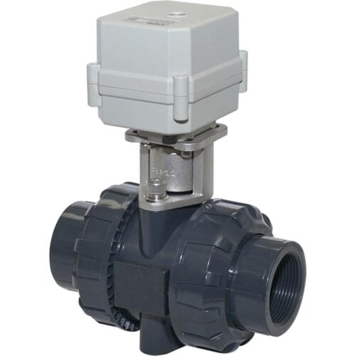 BSP/NPT 2 Way DN40 1-1/2'' Motorized Ball Valve 9-24VACDC Full Port UPVC/CPVC Electric Actuator Valve NO/NC Water Control Valve