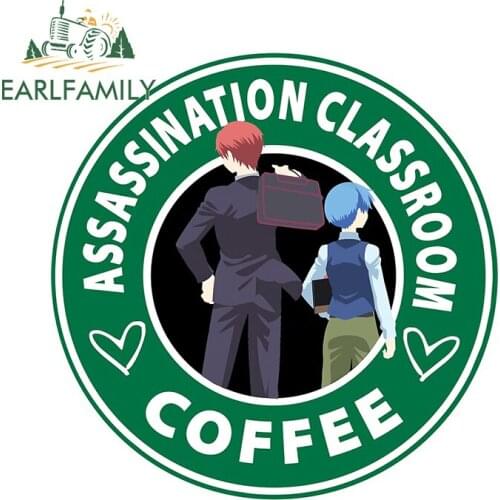 EARLFAMILY 13cm x 12.8cm For Assassination Classroom Decal Motorcycle Refrigerator Vinyl Car Stickers Sunscreen Scratch-Proof