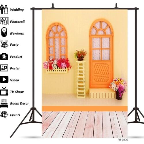 Window Flower Door Floor Theme Background For Baby Shower Photocall Portrait Newborn Children Photo Studio Photography Backdrops