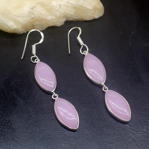 Gemstonefactory Big Promotion 925 Silver Fashion Jewelry Rose Quartz Fancy Women Ladies Gifts Dangle Drop Earrings 20212430