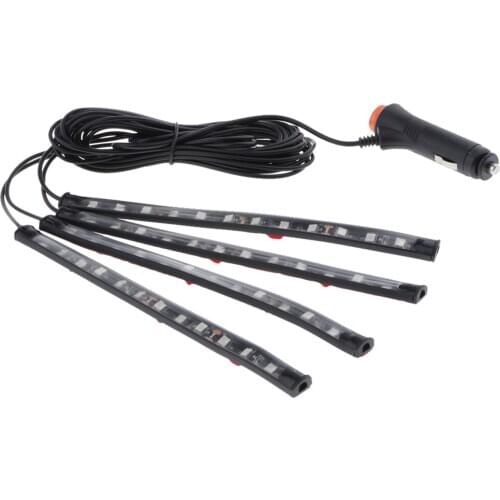 Blue 12 LED 22CM Flexible Light 4 Strip Bar for Car Boat Truck Waterproof 12V