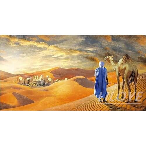 Full Square/Round 5D DIY Diamond Painting Desert Camel Pattern 3D Diamond Embroidery Mosaic Rhinestones Art Stickers Decor DF425