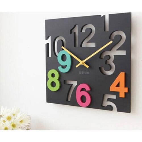 Square Large Wall Clock Modern Digital 3D Decorative Novelty Wall Clock Big Silent Wall Clocks Designer Home Decor 30cm Hollow
