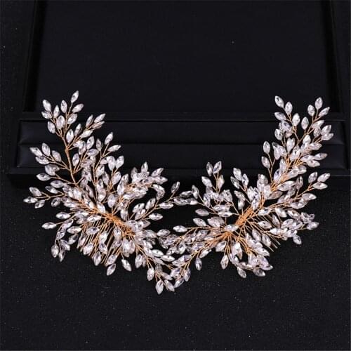 Fashion Temperament Handmade Rhinestone Hair Comb Beautiful Weaving Flowers Leaves Bridal Wedding Headdress Wedding Hair Jewelry
