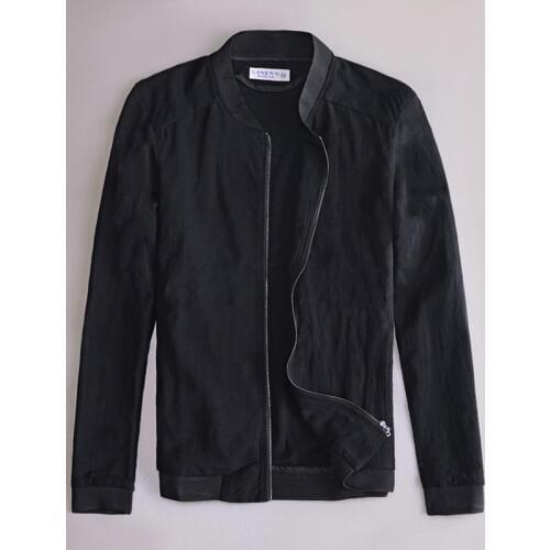 Italy Style New Spring Fall Men Jacket Linen Solid Coat Men Casual Slim Stand Collar Jacket Men Cotton Overcoat casaco de linho