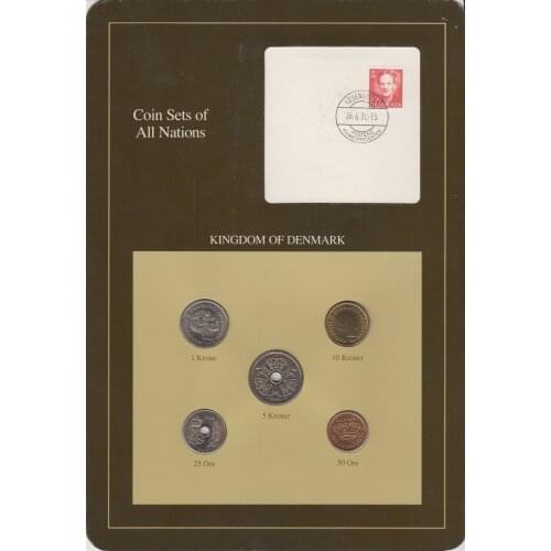 A Set of 5 Danish Coins Franklin Card Set 100% Authentic Original Coin Collectibles UNC