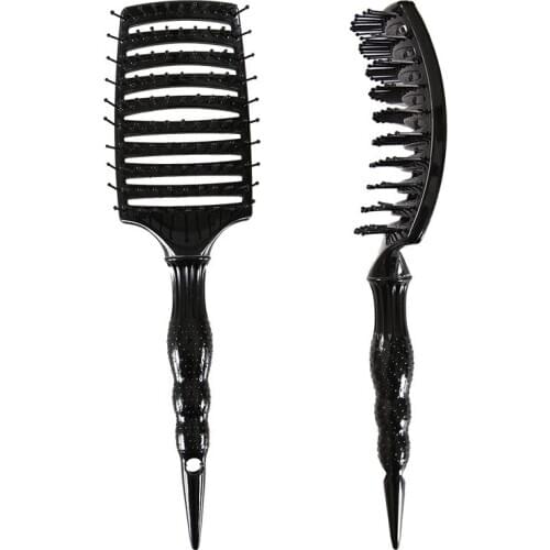 Nylon Detangle Hairbrush Women Hair Scalp Massage Comb Paddle Hair Brush Wet Hair Brush For Hairdressing Salon Black