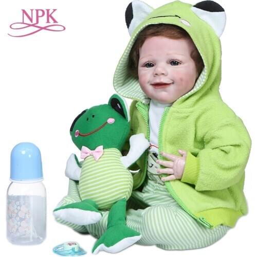 NPK 55CM Christmas gift full body soft silicone or soft cloth body reborn April hand paint doll hand rooted hair