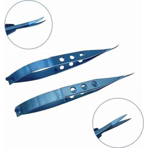 2PCS Titanium ophthalmic Iris Scissors Straight and Curved ophthalmic surgical instrument