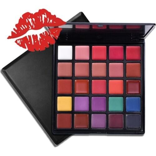 25 Color Eyeshadow Palette Waterproof Non-stick Cup Long-lasting Lipstick Palette Moisturizing Lip Gloss Makeup Palette Cosmetic