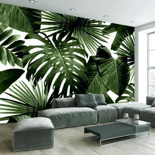 Custom Any Size Wall Cloth Retro Tropical Rain Forest Palm Photo Mural Wallpaper Living Room Restaurant Backdrop Wall Coverings