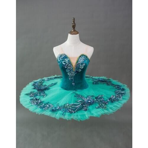 Professional High Quality Unique Design Handmade Girls Performance Green Ballet Tutu