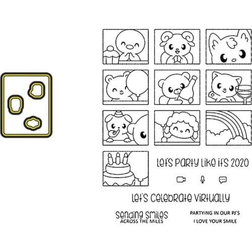 Clear Stamps And Cutting Dies Animals Cute Lets Party Celebrate Virtually For DIY Scrapbook Photo Album Craft Card 2021 New