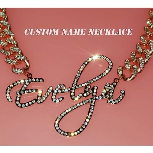 DROP SHIPPING Personalized name jewelry Unique custom necklace Hot trendy women style customized nameplate with Cuban chain