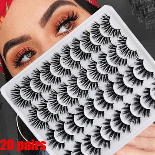 5/20 Pairs False Eyelashes Natural Soft Cross Thick Eyelashes Multi-layer Imitation Mink False Eyelashes Female Makeup Tools