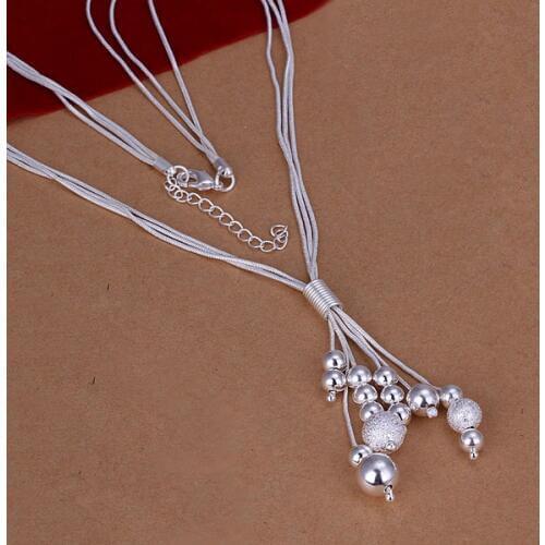 Silver color exquisite noble luxury gorgeous charm fashion lady wedding women bundle bead necklace Silver jewelry N186