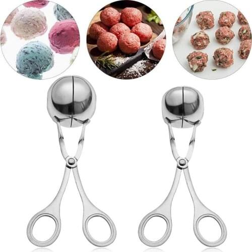 None-Stick Meat Ballers Stainless Steel Meat Baller Tongs Cake Pop Meatball Mold Maker Kitchen Fruits Tongs Cookie Dough Scoop