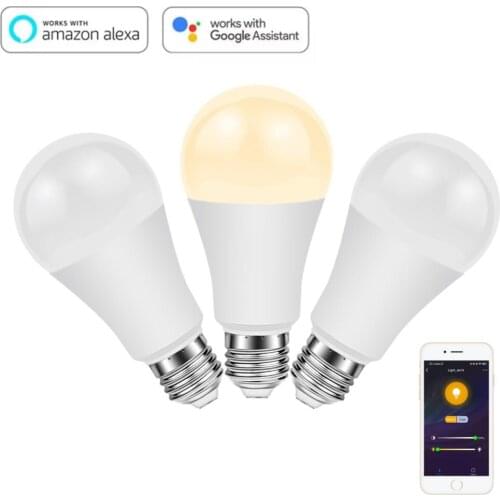 LED Bulb Light Dimmer Wifi Smart Bulb RGBCW CCT 15W E27 Lamp Compatible with Alexa Google Home for Night Light lighting
