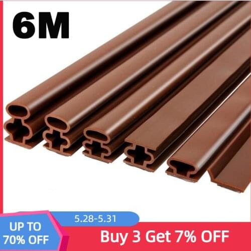 6M Silicone Rubber Sealing Strip Self Adhesive Doors Window Soundproofing Weather Stripping Gap Blocker I Type Insulation Tape