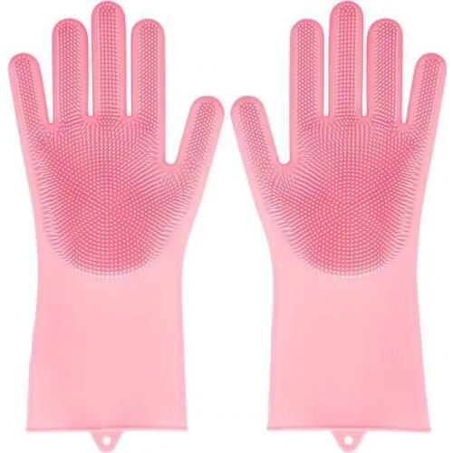 2PCS Multifunction Silicone Cleaning Gloves Magic Silicone Dish Washing Gloves For Kitchen Household Silicone Dishwashing Gloves