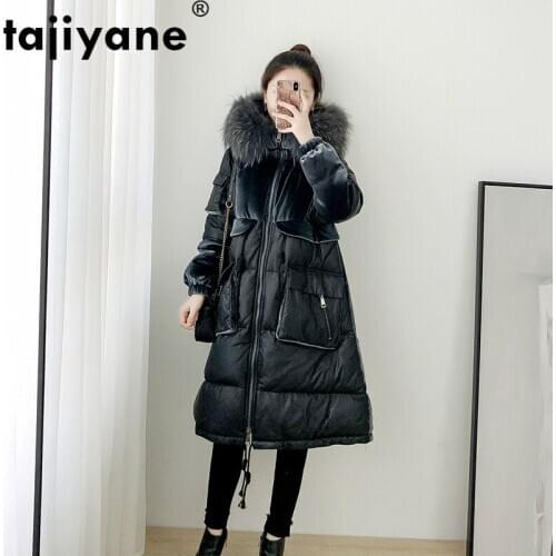 Raccoon Dog Fur Hooded Real Genuine Leather Jacket Autumn Winter Coat Women Clothes 2020 Korean Sheepskin Down Coat Abrigo Mujer