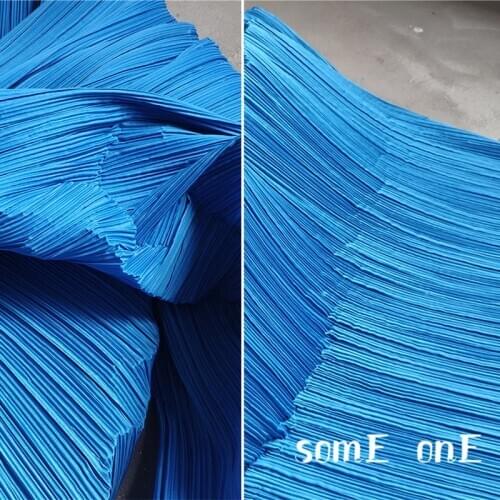Stiff Pleated Fabric Miyake Folds Blue DIY Patchwork Pants Clothes Decor Art Painting Skirt Dress Designer Fabric
