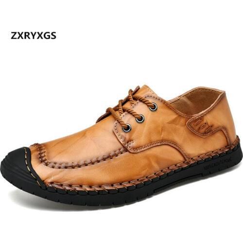 ZXRYXGS Brand Shoes Men Sneakers Shoes Flats Lace-Up 2021 New Soft Comfortable Genuine Leather Shoes Men Shoes Casual Sneakers