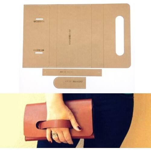 1set DIY Leather Handmade Sewing Pattern Craft women handbag wallet Purse Hard Kraft Paper Stencil Template tools 220x120x25mm