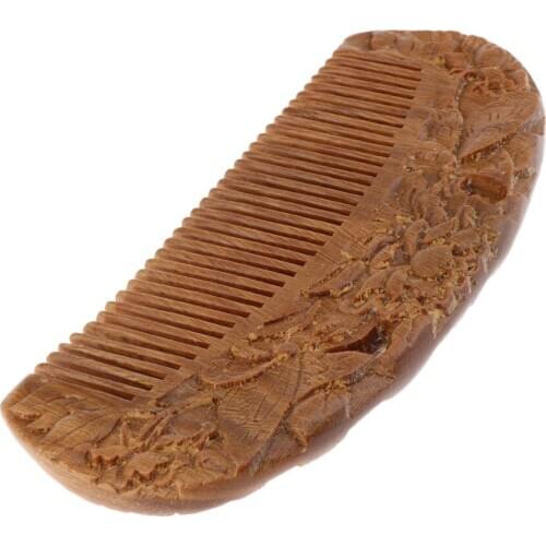 100% Natural Sandalwood Wooden Comb, Women Men Massage Hairbrush Regular Teeth, No Static & No Snag