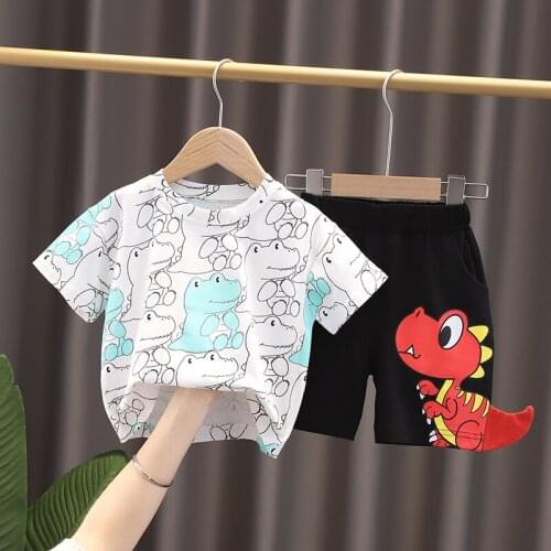 2021 Boys Summer Clothing Sets Cartoon Pullover Baby T-Shirt Shorts Kids Casual Clothes Comfortable Cotton Children Outfits