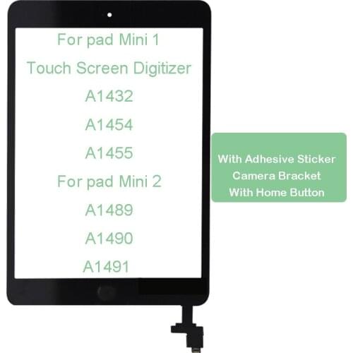 5pcs/lot Touch screen glass digitizer panel For ipad mini 1/2 A1432 A1454 A1455 A1489 A1490 A1491 with IC mini1 mini2 touch