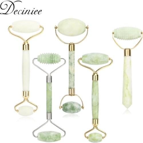 6 Styles Natural Jade Roller Stone Face Lifting Massager Real Genuine Black Green Jade Stone Facial Roller Beauty Massage Tool