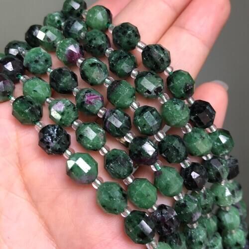 AAA Natural Faceted Epidote Rubys Zoisite Stone Accessories Beads Loose Spacer Beads For Jewelry Making DIY Bracelet Necklace