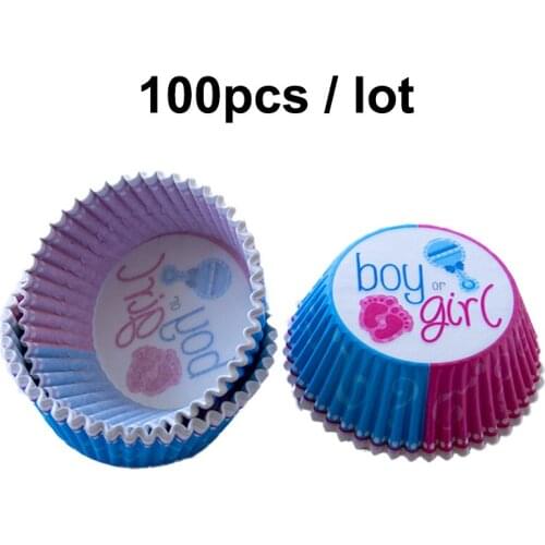 Baking Cups Girl or Boy No Smells Rainbow Cupcake Liners, Paper Grease Proof Petal Muffin Wrappers Pack of 100 Gender Reveal